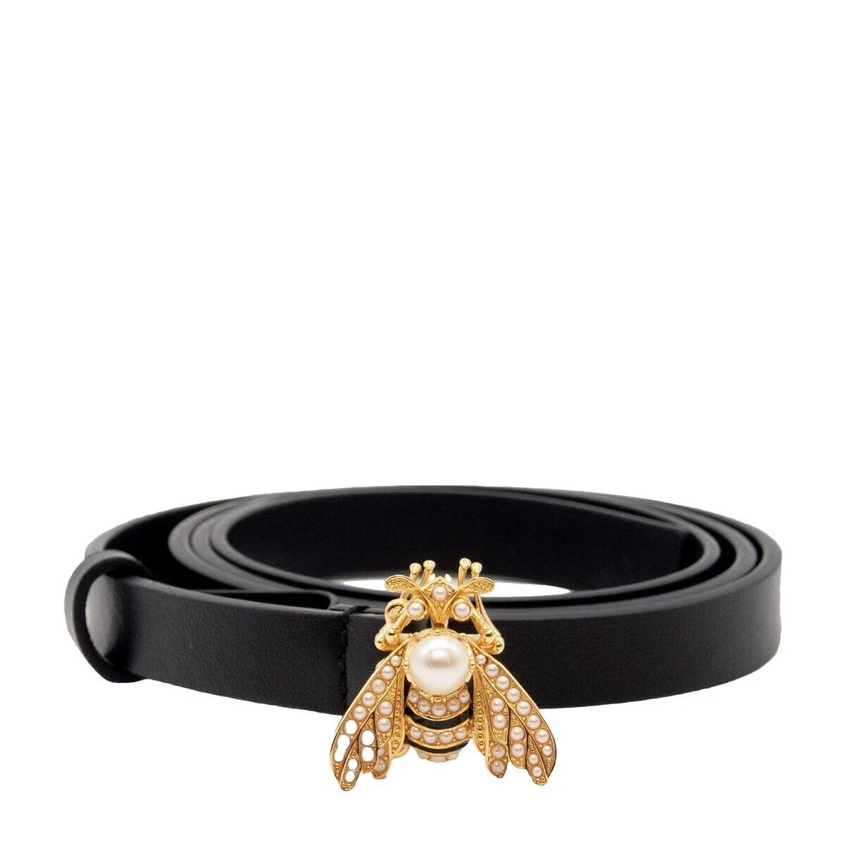 Ceinture luxe Christian Dior en cuir noir   boucle abeille dorée   taille 85   neuve