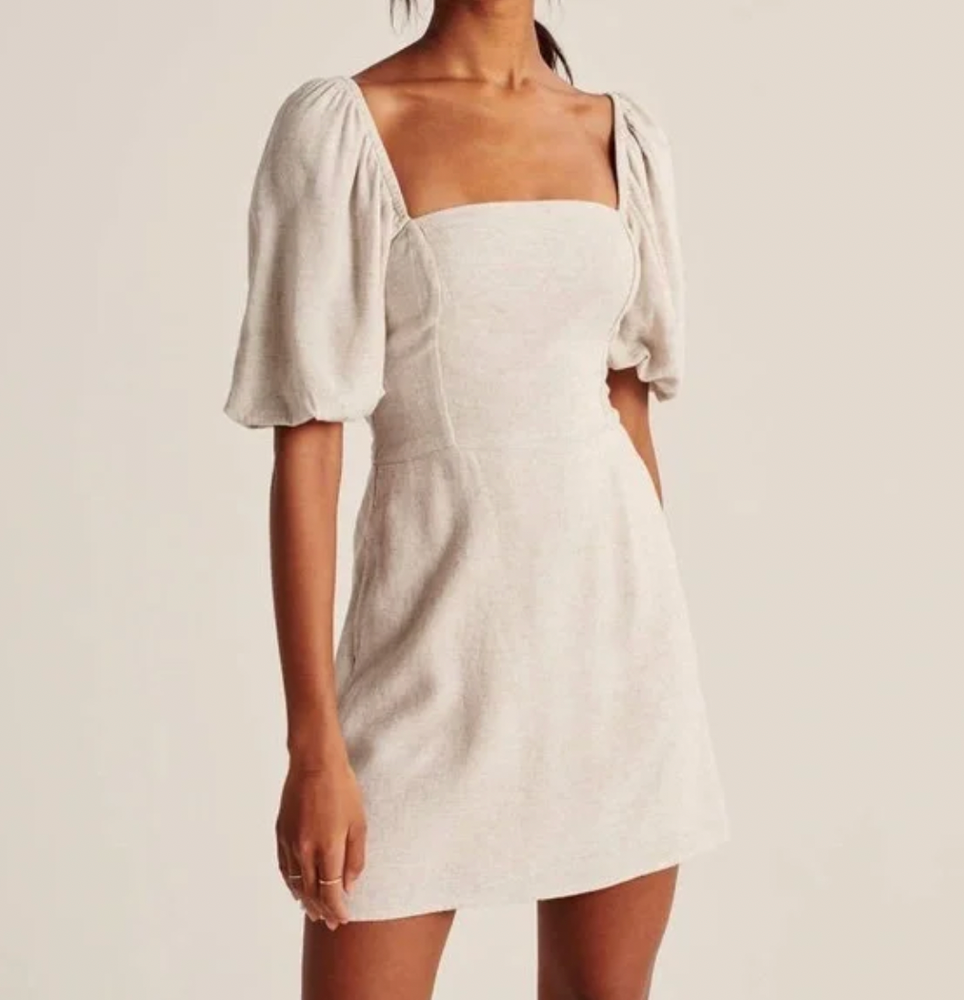 NEW/NWT! Abercrombie u0026 Fitch Puff Sleeve Linen Dress ~ Size XS ~ MSRP $69  ~SAVE! | eBay