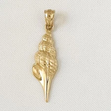 14k Yellow Gold Tulip Conch Shell Pendant / Charm, Made in USA 