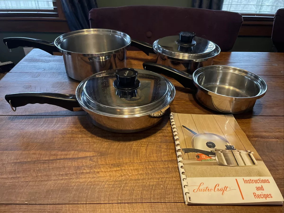 LUSTRE CRAFT AMERICRAFT Waterless Cookware 3 Ply Surgical Stainless Pots Lids