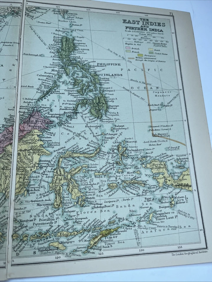 1930: Map Of The East Indies & Further India PA #70/71 Print Political Railway A - Image 2 of 4