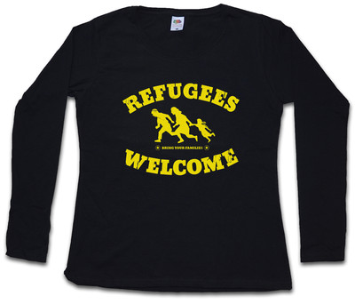 REFUGEES WELCOME DAMEN SHIRT Demo Pro Links Asyl Die PDS Politik Linke