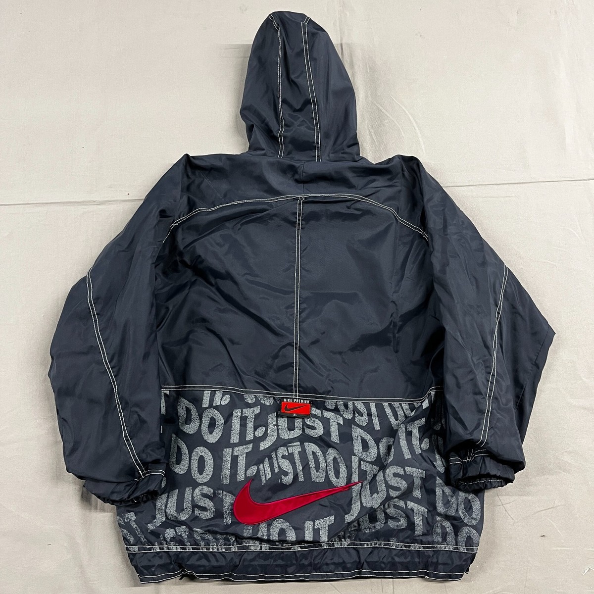 Vintage 90's Nike Reversible Jacket Big Logo Swoosh Navy Sz