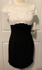 NEW Vintage Jessica McClintock Gunne Sax Black White Cocktail Dress Sz 7/8 NWT