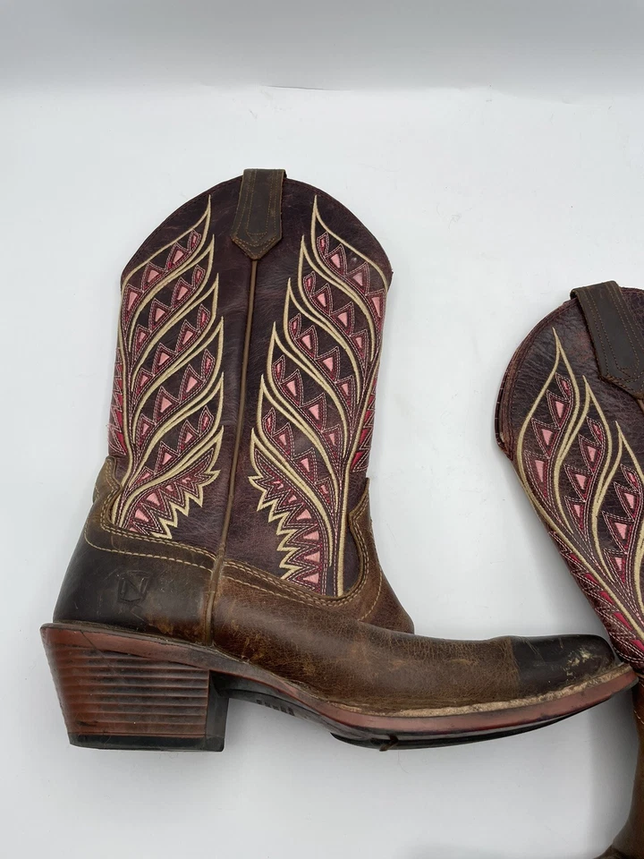 Noble Outfitters Women's Brown Pink Leather Cowboy Western Boots Size US 6.5 R - Image 4 of 4