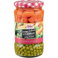 Hofgut Junge Erbsen und M&ouml;hren jung und zart vorgekocht 370ml