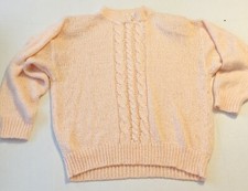 Vintage Sz L Women s Sterling Harris Pink Cable Knit High Neck Sweater 816GW3D