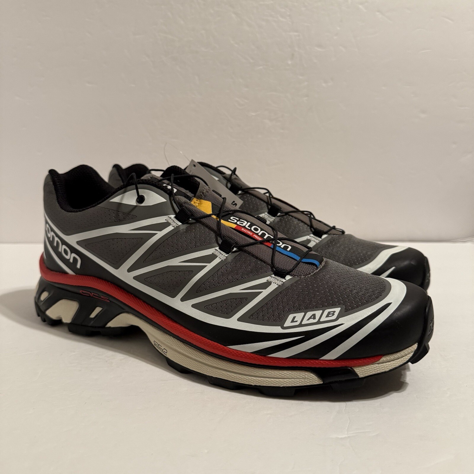 Salomon XT 6 Peltro Nero Rosso Aurora Uomo Taglia 13 TRAIL RUNNING 472932