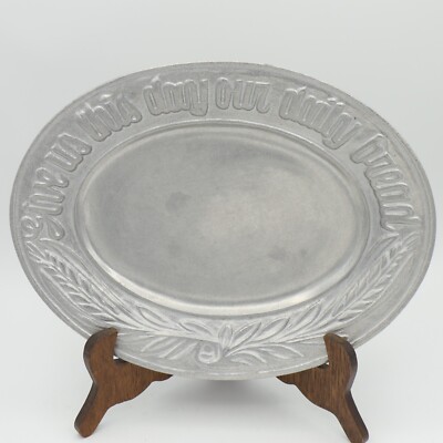 Vintage Carson Cast Aluminum Alloy Bread Tray ''Give Us This Day Our Daily Bread''