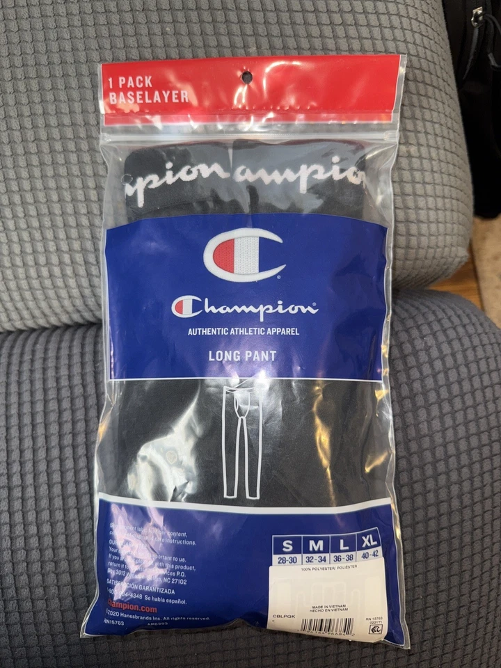 Champion Baselayer Hombre Parte Inferior Peso Medio Pantalones Largos Johns Absorbentes Cálidos Talla S Foto 2 de 3