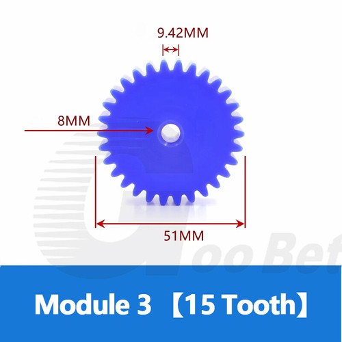 Nylon Stirnrad 12-100 Zähne Modul 1,5 2 3 Ritzel Motor Getriebe Kunststoff blau - Bild 104 von 141
