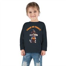 Cute Halloween Trick or Treat Dog Toddler Long Sleeve Tee