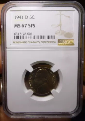 1941 D Jefferson Nickel NGC MS 67 5FS Full Steps