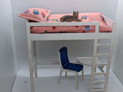 Puppenstubenmöbel Hochbett, Kabinenbett Bausatz mit Schreibtisch und...