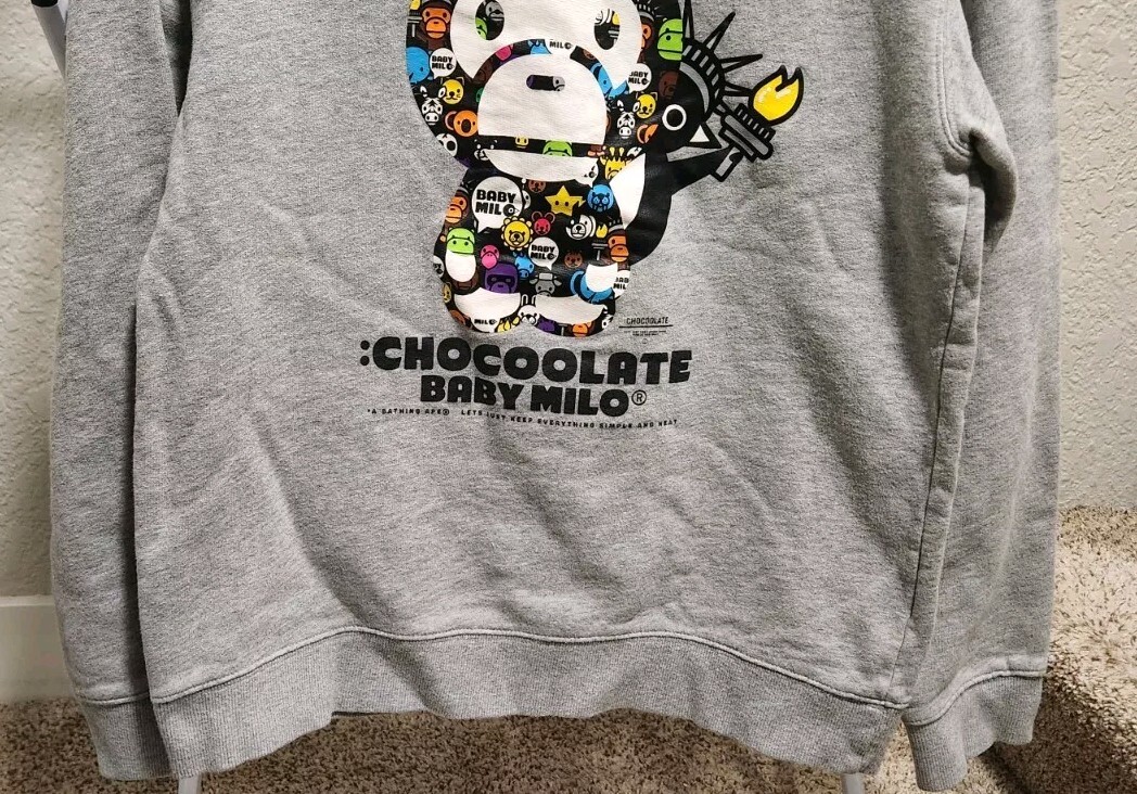 ⭐️BAPE BABY MILO グレー トレーナー⭐️ Chocoolate Baby Milo Pullover Bape A Bathing Ape Unisex XL