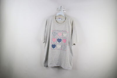Vintage 90s Country Primitive Womens XL Distressed Heart Quilt