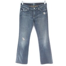 7 For All Mankind Women Jean Low Rise Boot Blue Size 28 (30x32) - made in USA