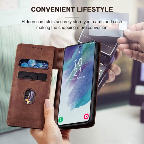For Samsung Galaxy S21 FE 5G Magnetic Leather Shockproof Folio Case Wallet Cover - Photo 44 sur 47