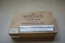 leere Willem II Holland Fehlfarben Cigarillos No. 440 Holzkiste Dachbodenfund 