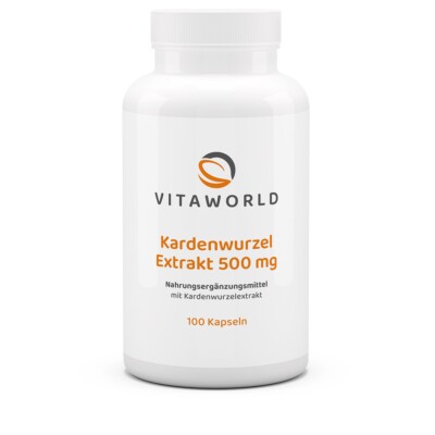 Vita World Kardenwurzel Extrakt 500mg 100 Vegi Kaps. Made in Germany