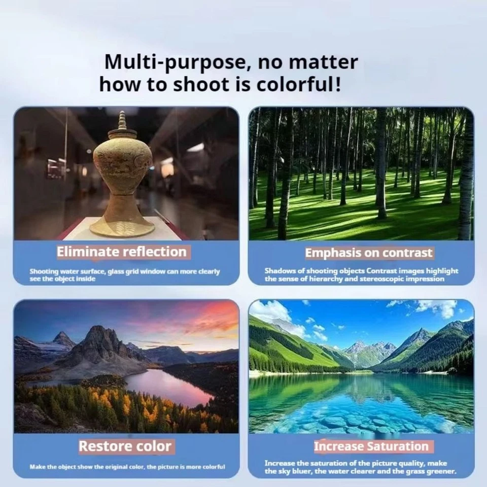 52mm CPL Filter with Clip Remove Reflections Polarizer Camera Lens  Smartphones - Image 4 of 4