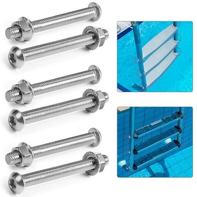 6 Packs Swimming Pool Ladder Bolts and Nuts- Stainless Steel Pool Ladder Bolts R