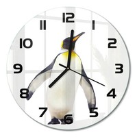 Dekorative Runde Wanduhr Aus GehäRtetem Glas Pinguin Schwarze Zeiger Fi30 Cm