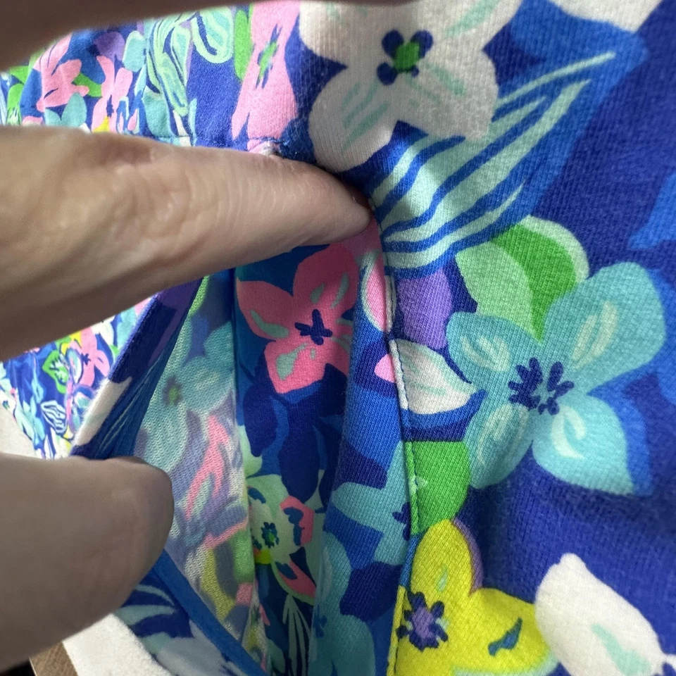 Sudadera Pullover Lilly Pulitzer Mujer XL Azul Floral Melena Popover Top Foto 4 de 4
