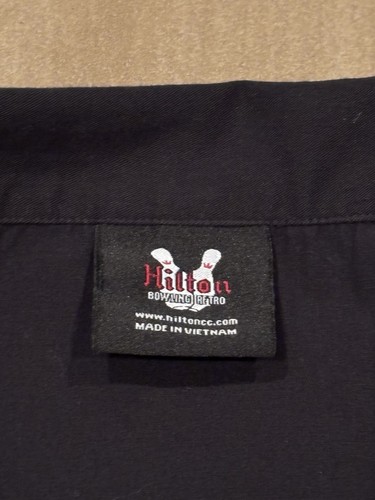 Vintage Hilton Bowling Shirt Gray Black Button The Bowling Stones Men’s M - Picture 4 of 6