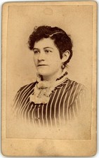 Antique CDV Circa 1870s Hope Gorgeous Lady Striped Dress Middletown NY
