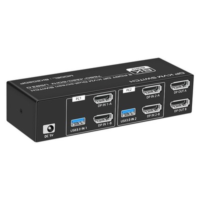 8K@60Hz 2 PCs Dual-Monitor Displayport KVM 4K@144Hz 2K@144Hz 1080p@240Hz USB 3.0