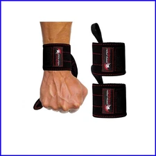 22-Inch Premium Suede Leather Wrist Wraps for Weightlifting - Adjustable Support