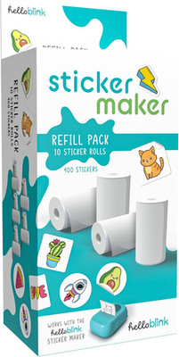 Hello Blink Sticker Maker Refill Pack   10 Rolls: 5 Round, 5 Square   Makes 400 