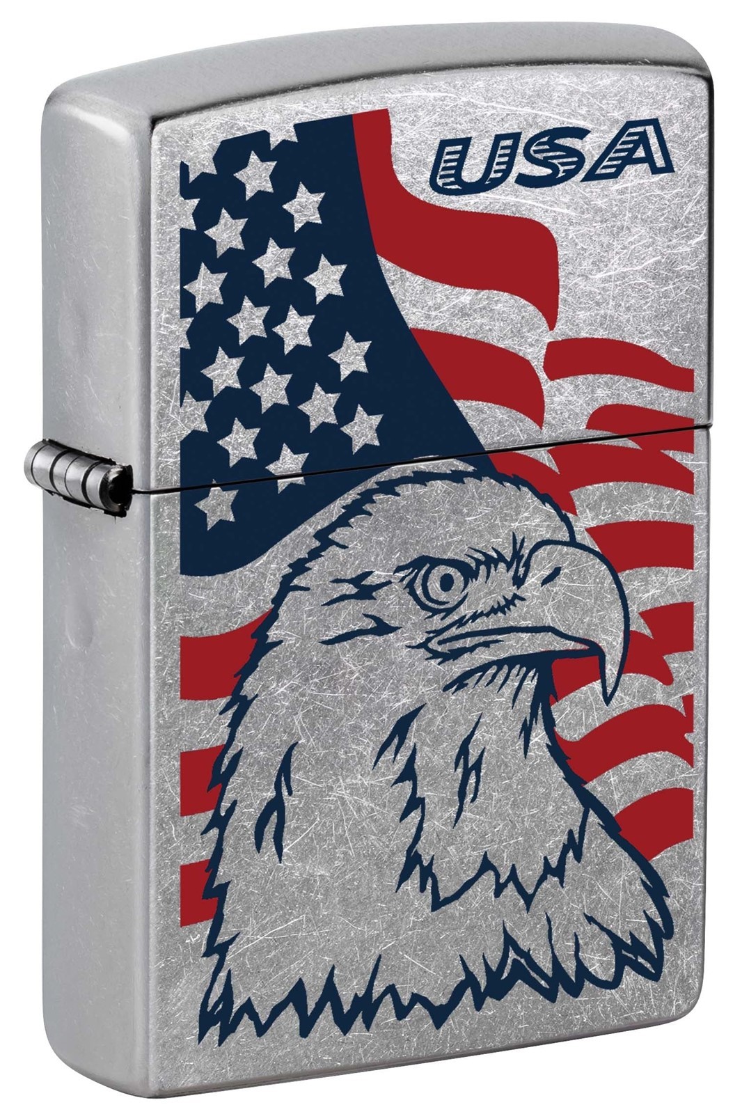 Zippo American Eagle and Flag, USA Lighter, Street Chrome NEW IN BOX