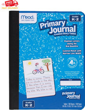 Blue Primary Journal for Kids 100 Sheets Blank and Ruled Composition Book