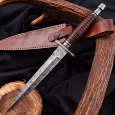 Handmade Damascus Tool Steel Blade, Arkansas Toothpick Dagger, Groomsmen Gift.