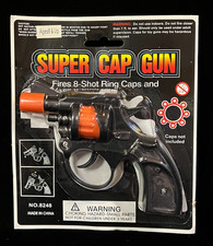 Fake - SUPER CAP GUN - TOY PISTOL HANDGUN - 8 SHOT - KIDS - ORANGE PLUG- New s