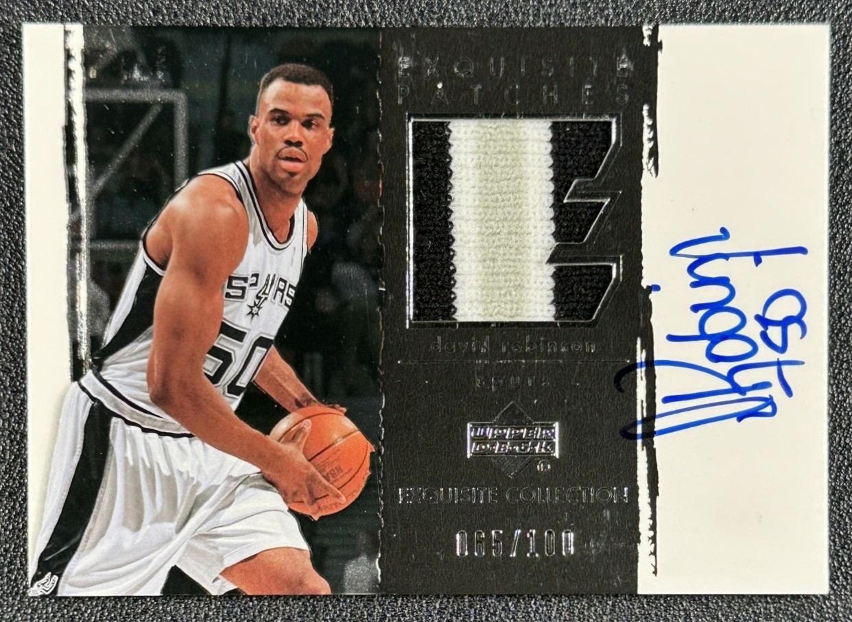DAVID ROBINSON 2003-04 UPPER DECK EXQUISITE #AP-DA GAME-USED PATCH AUTO 65/100