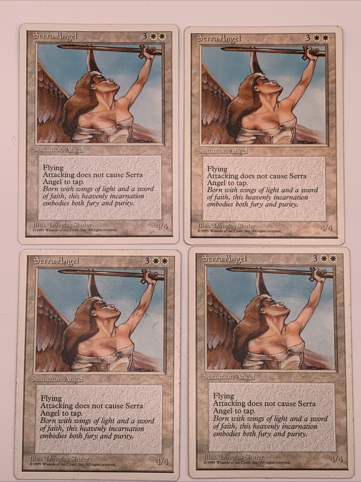 MTG LP Serra Angel X 4 4th Edition Free Shipping & Tracking