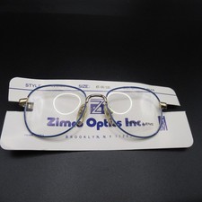 Vintage Zimco Stacey Eyeglass Frames 47-18/125 Gold Tone Blue Full Rim Korea RGP
