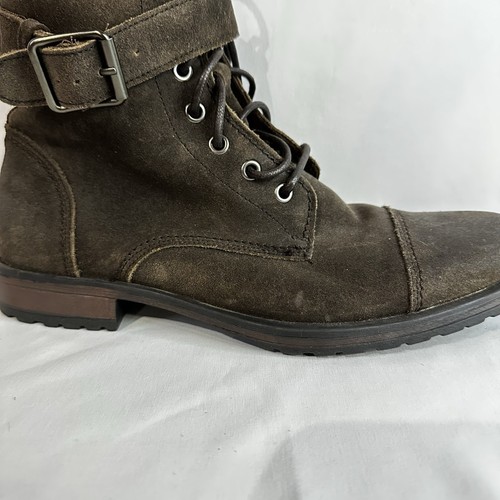 Stivali da uomo Banana Republic in pelle scamosciata marrone con fibbia Layton taglia 8 biker - Foto 9 di 17