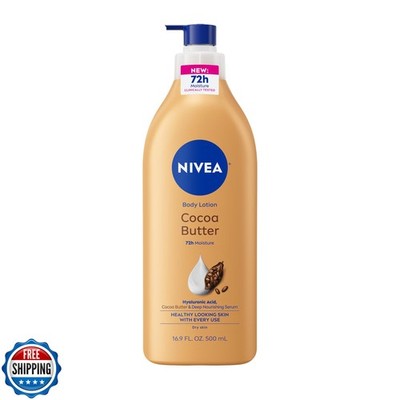 NIVEA Cocoa Butter Body Lotion for Dry Skin with Hyaluronic Acid, Cocoa Butte