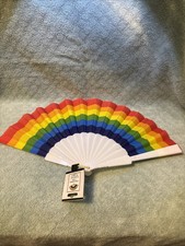 Hand Folding Fan,LGBTQ Pride,Horizontal Rainbow Pattern,NWT.