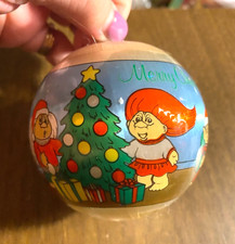 Vintage Satin Cellophane Wrapped Troll Doll 1992 Christmas Ornament 3"