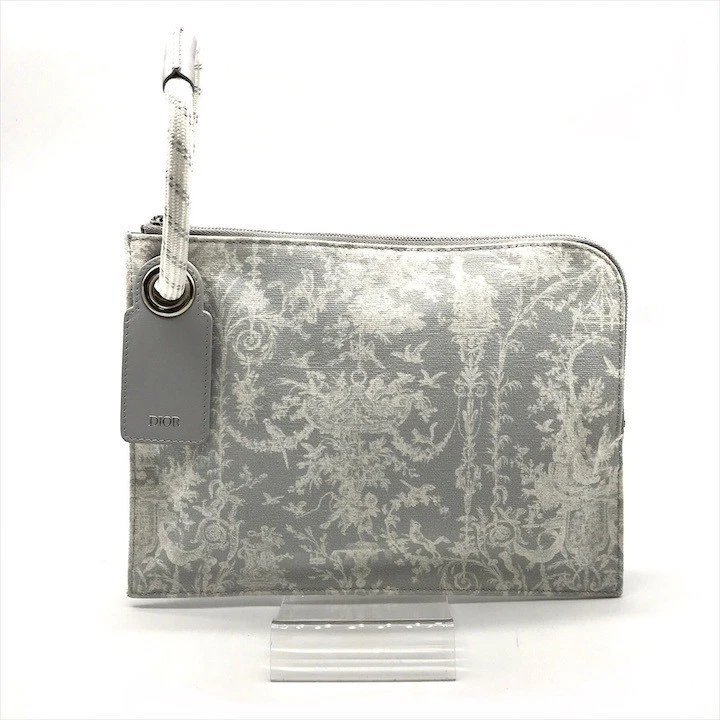 Sac pochette toile Christian Dior sangle corde gris occasion authentique