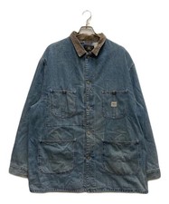 RRL Ralph Lauren Corduroy Collar Denim Jacket XL Ombre Check Lining #FB BEA