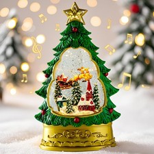 Musical Christmas Snow Globe Lantern - Glittering Prelit Christmas Tree Santa...
