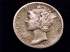 1927-S  Mercury Dime, Very Good Grade in detail.