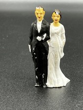 Vintage CHALKWARE Wedding Cake Topper Bride and Groom Figurine 1950s