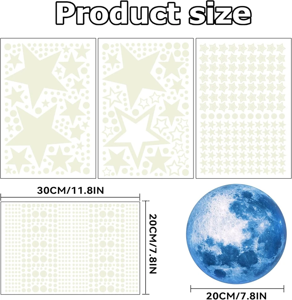 1078PCS зарево в темноте звезды и луна наклейки | потолок настенные наклейки для детей - Изображение 2 из 4